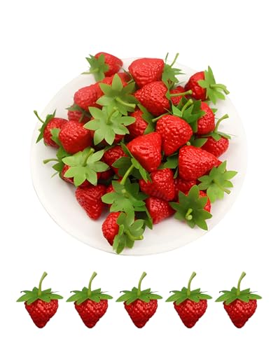 TINGSING 30 Stück Gefälschte Erdbeeren Kunststoff Faux Künstliche Erdbeeren Lebensechte Rote Erdbeeren Realistische Dekorative Obst Requisiten für Zuhause Küche Party Hochzeit Fotografie Dekoration, S TINGSING 30 Stück Gefälschte Erdbeeren Kunststoff Faux Künstliche Erdbeeren Lebensechte Rote Erdbeeren Realistische Dekorative Obst Requisiten für Zuhause Küche Party Hochzeit Fotografie Dekoration, S von TINGSING