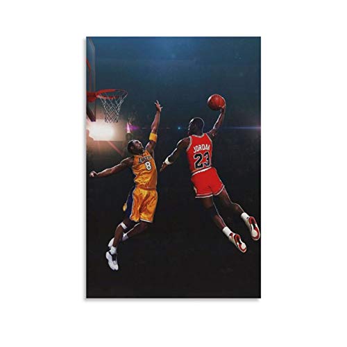 TINGTAI Michael Jordan und Kobe Bryant Basketball Superstar Basketball-Poster, Leinwand-Kunstdruck, modernes Familienschlafzimmerdekor, 60 x 90 cm von TINGTAI