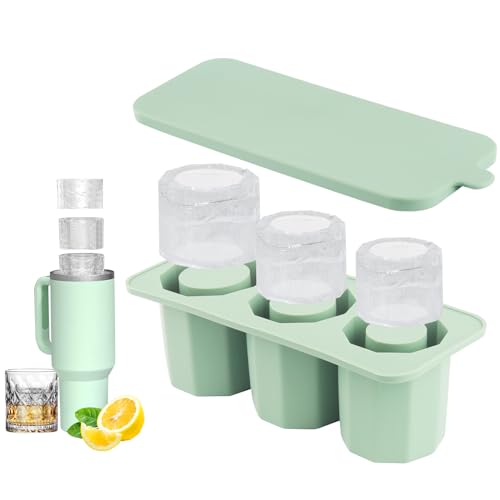TINGTING Stanley Cup Eiswürfelform Silikon, Stanley Cup Eiswürfel mit Deckel Wiederverwendbare Eiswürfel für 30-40-Oz-Cup Becherstanley Eiswürfelformen für Thermobecher Stanley BPA(Grün) von TINGTING