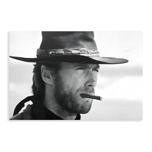 Clint Eastwood Art Clint Eastwood Poster Clint Eastwood Print Cowboy Art Western Decor Zigarrendruck P Leinwand Poster Wandkunst Dekor Druck Bild Gemälde für Wohnzimmer Schlafzimmer Dekoration von TINGTOEO