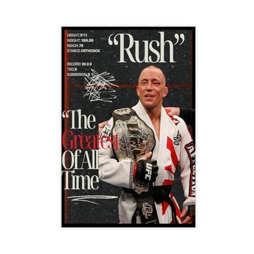 TINGTOEO Leinwandposter "Integrated Fighting Athlete, Georges St. Pierre 5.1 cm, Schlafzimmer-Dekor, Sportlandschaft, Büro, Raumdekoration, Geschenk, ungerahmt, 60 x 90 cm von TINGTOEO