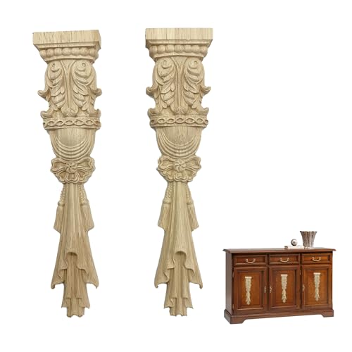 2 Stück Ornamente für möbel Handgemachte dekorative ornamente Holz Möbel Nicht Lackiert Geschnitzte Möbel Exquisites 3D-Muster verleihen Ihren Möbeln ein modernes Für Kreatives DIY-Handwerk Möbel von TINGWEN