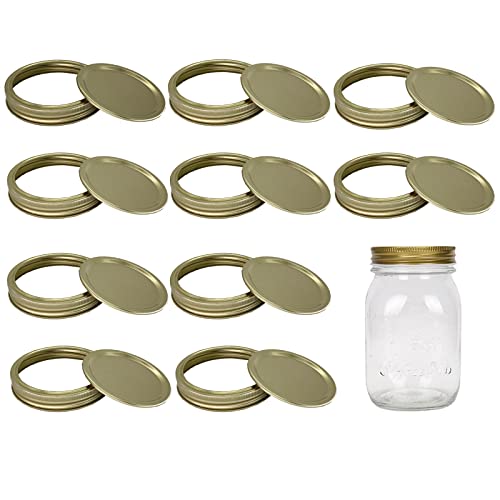 20 Stück 10set Geteilte Mason Jar Deckel Ersatzdeckel Wide Mouth Einmachglas Metall Twist-Off-Deckel für Glasflaschen Milchflaschen Marmeladengläser (86mm) (Gold) von TINGWEN