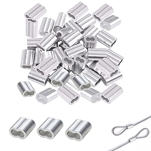 30 Stück 6mm Aluminiumhülsen Alu Klemme Aluminium Pressklemmen Pressklemmen Drahtseil Würgeklemmen Aluminium Pressklemmen Clips robuste Seilklemmen für 6mm Stahlseil Gummiseil Drahtseil Planenseil von TINGWEN