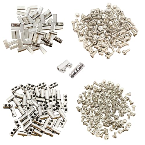 TINGWEN 40 Sets Klemme Stahlseil Drahtseilklemme -Crimpschlaufe Zwei Typen Kupfer Drahtseilklemmen Doppelloch einstellbar für Zeltseile,Kabelhalter,mit Durchmesser 1-2 mm Stahldrahtseile (3mm) von TINGWEN