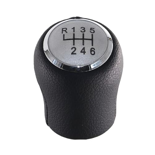 TINGYUS Schaltknäufe Für VW Für Transporter Für Multivan Für Caravelle T5 T6 T7 2003-2020 Auto Schaltknauf Hebel Ändern Getriebe Shifter Leder Auto Schaltknauf(6 speed silver) von TINGYUS