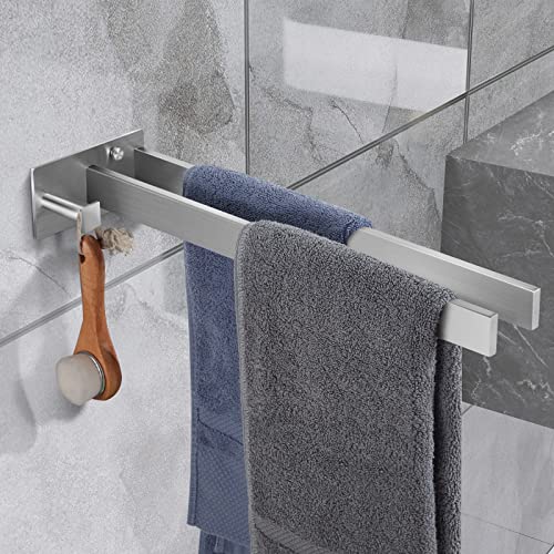 TINIFO Handtuchhalter Bad Handtuchhalter Doppelt Eckig Edelstahl Wandmontage Handtuchstange 39CM Silber für Bad Küche von TINIFO
