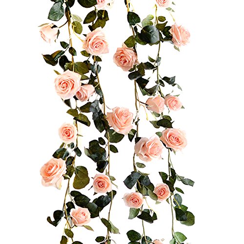 TININNA 180cm handgemachte künstliche Rosen Blumen Efeu Girlande Rosen Blumen für Hauptdekoration Garten Hochzeitsfenster EINWEG Verpackung von TININNA