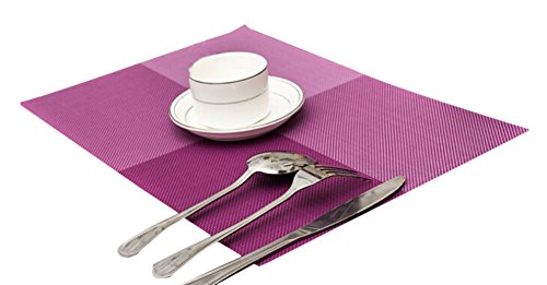 TININNA 4er Set Elegante Bunt Gewebter Tischsets Tischunterlage Platzdecken Platzset Platzmatten Tischmatten lila EINWEG Verpackung von TININNA