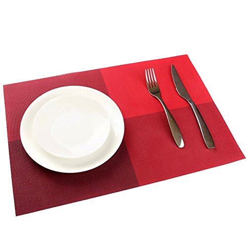 TININNA 4er Set Elegante Bunt Gewebter Tischsets Tischunterlage Platzdecken Platzset Platzmatten Tischmatten rot EINWEG Verpackung von TININNA