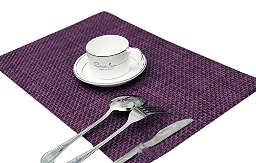 TININNA 4er Set Elegante Einfarbig Gewebter Tischsets Tischunterlage Platzdecken Platzset Platzmatten Tischmatten lila EINWEG Verpackung TININNA 4er Set Elegante Einfarbig Gewebter Tischsets Tischunterlage Platzdecken Platzset Platzmatten Tischmatten lila EINWEG Verpackung von TININNA