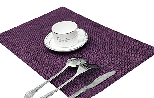 TININNA 4er Set Elegante Einfarbig Gewebter Tischsets Tischunterlage Platzdecken Platzset Platzmatten Tischmatten lila EINWEG Verpackung von TININNA