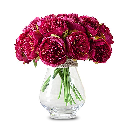 TININNA 5 Stück Wohnaccessoires Deko Künstliche Kunstblumen Fake Seide Pfingstrose Bouquet für Hochzeits Simulation Blumenstrauß Haus-Deko Gartendekoration Valentinstag Geburtstag EINWEG Verpackung von TININNA