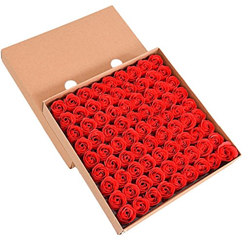 TININNA 81 Stück Handgefertigt Rose Blume Rosen-Duftseifen in Geschenk-Box Hochzeit Rot EINWEG Verpackung von TININNA