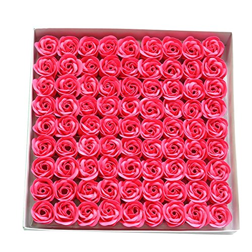 TININNA 81 Stück Handgefertigt Rose Blume Rosen-Duftseifen in Geschenk-Box Hochzeit Hot Pink EINWEG Verpackung von TININNA