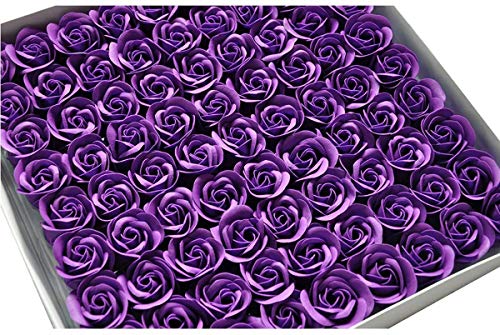 TININNA 81 Stück Handgefertigt Rose Blume Rosen-Duftseifen in Geschenk-Box Hochzeit Lila EINWEG Verpackung von TININNA