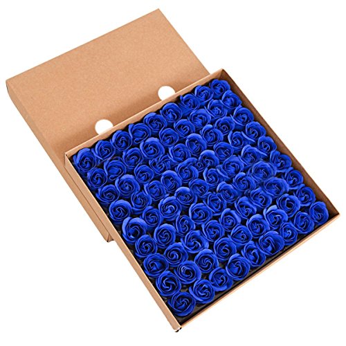 TININNA 81 Stück Handgefertigt Rose Blume Rosen-Duftseifen in Geschenk-Box Hochzeit Tiefes Blau EINWEG Verpackung von TININNA
