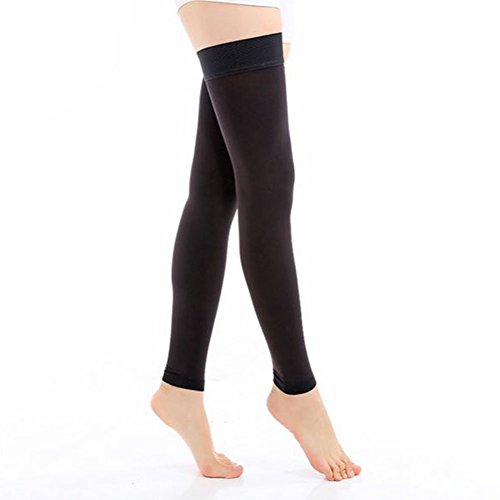 TININNA Frauen Damen Footless Gewichtsverlust Elastisch Kompressionsstrümpfe Kompression Socken Strümpfe Stützstrumpfhose Stützstrümpfe Kniestrumpfe 20-30mmHg M schwarz EINWEG Verpackung von TININNA