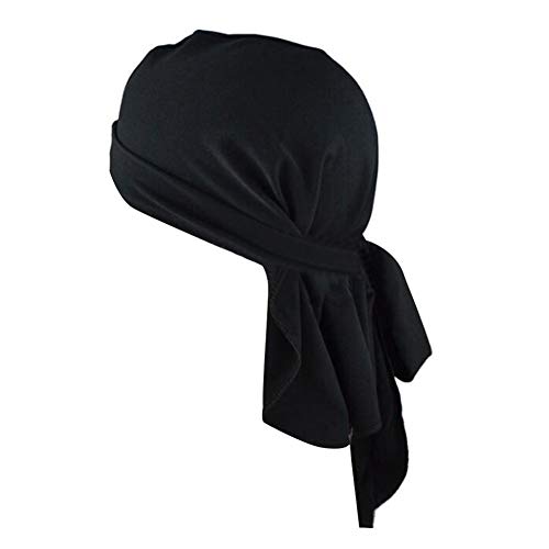 TININNA Hip-Hop-Turbanhut Elastische Spandex-Durag Headwraps Piratenhut mit langem Schwanz Piraten Cap Kopfwickel Haarausfall Chemo-Kappe Bandana Turban Kopftuch für Fahrrad Radsport von TININNA