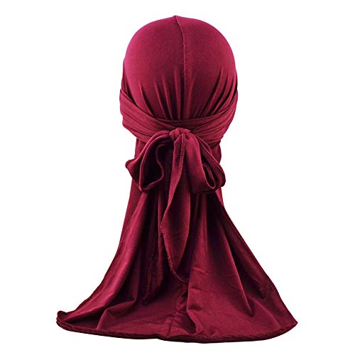 TININNA Hip-Hop-Turbanhut Elastische Spandex-Durag Headwraps Piratenhut mit langem Schwanz Piraten Cap Kopfwickel Haarausfall Chemo-Kappe Bandana Turban Kopftuch für Fahrrad Radsport von TININNA