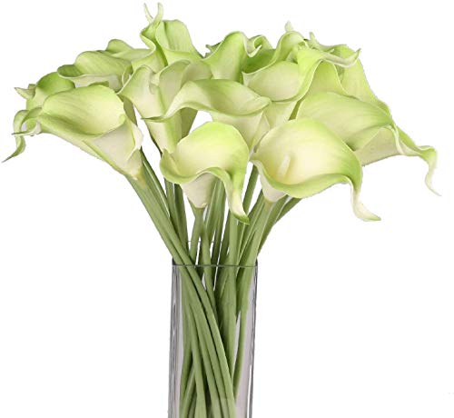 TININNA Realistische künstliche Calla-Lilien, aus Latex, für Hochzeitssträuße, hellgrün von TININNA
