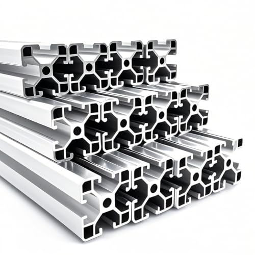 TINMAGI 12 Stück Aluprofil 4x4cm 20cm, Aluminium Profil Konstruktionsprofil Nut 8, Alu Profil Strebenprofil Eloxiert Aluschiene von TINMAGI
