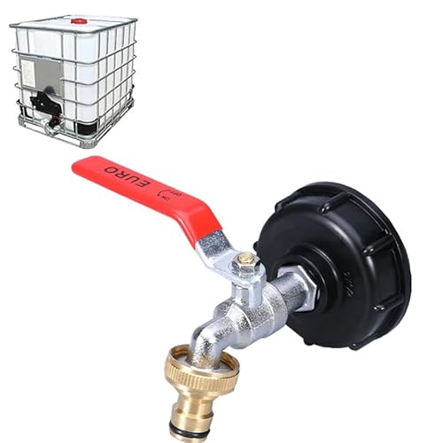 TINMAGI IBC Auslaufhahn,IBC Tank Zubehör,IBC Kugelauslaufhahn IBC Adapter, Wassertank Zubehör Adapter 1/2" Gartenschlauch Wasserhahn Wassertank Schlauchanschluss Ersatz Für IBC-Regenwassertanks (1/2) von TINMAGI