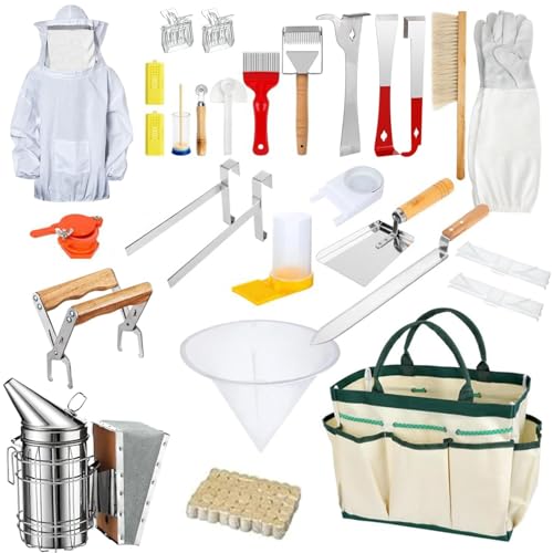 TINMAGI Imker Zubehör, Imkereizubehör, 30-teiliges Imkerei Starter Set, Imkereibedarf mit Organizer-Tasche, J-Haken, Rahmengriff, Starter-Set für Anfänger und Professionelle Imker TINMAGI Imker Zubehör, Imkereizubehör, 30-teiliges Imkerei Starter Set, Imkereibedarf mit Organizer-Tasche, J-Haken, Rahmengriff, Starter-Set für Anfänger und Professionelle Imker von TINMAGI
