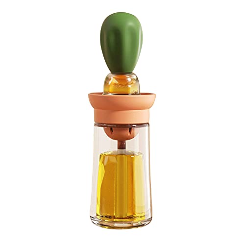 Ölspenderflasche mit Grillbürste - Ölaufbewahrung und Spenderbehälter und Silikon-Backpinsel für Küche, Grillen, Backen und Kochen, Ölpinsel-Topf (Grün) von TINMIX
