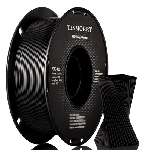 10 Rollen PETG-Eco Filament 1.75mm, TINMORRY PETG-Eco 3D-Druck Filament für FDM 3D-Drucker, 10 KG, Schwarz von TINMORRY