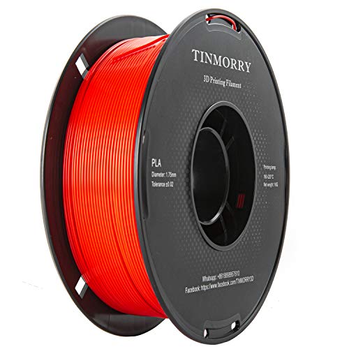 TINMORRY Filament 1.75 mm PLA für FDM 3D Drucker, 1 kg, 1 Spule, Rot von TINMORRY