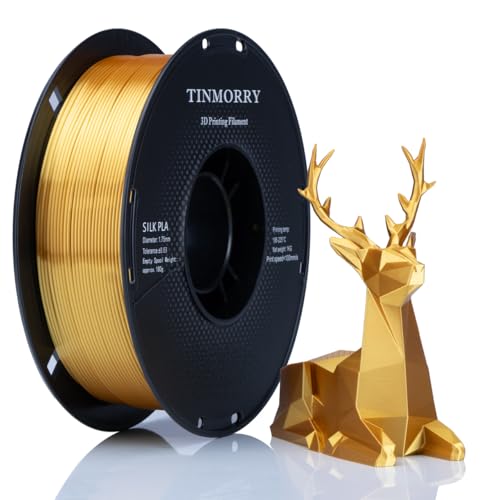 Silk PLA Filament 1.75mm, TINMORRY 3D Drucker Filament, 1 kg, 1 Spule, Silk Gold von TINMORRY