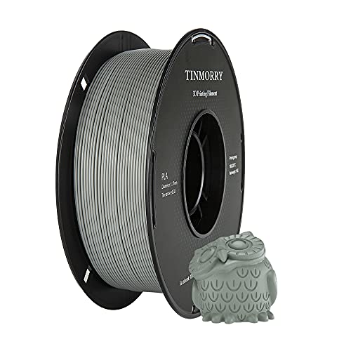 TINMORRY Filament 1.75 mm PLA für FDM 3D Drucker, 1 kg, 1 Spule, Grau von TINMORRY