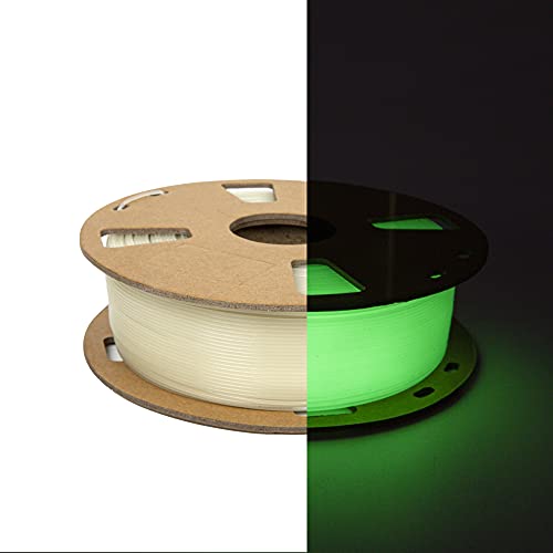 PLA Filament 1.75mm Glow Green in the Dark, TINMORRY Filament 1.75 PLA mit Spulenrolle aus Karton for 3D Drucker, 1KG 1 Spool von TINMORRY