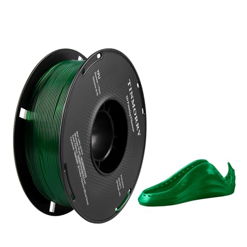 Filament TPU 1,75 mm, TINMORRY Flexibles 95A TPU 3D-Druck-Filament für FDM 3D-Drucker, 1 kg, 1 Spule, Transparent Smaragdgrün von TINMORRY