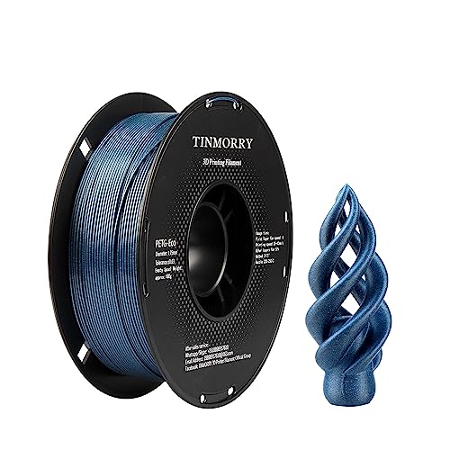 Funkelndes PETG Filament 1,75 mm, TINMORRY Filament PETG 3D Druckmaterialien, Kompatibel mit Bambu FDM 3D-Drucker, 1 kg 1 Spule, Blau von TINMORRY