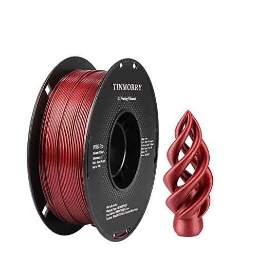 Funkelndes PETG Filament 1,75 mm, TINMORRY Filament PETG 3D Druckmaterialien, Kompatibel mit Bambu FDM 3D-Drucker, 1 KG 1 Spule, Rot von TINMORRY