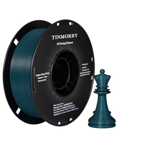 Kohlefaser PETG Filament 1.75mm, TINMORRY PETG-CF 3D-Druckmaterialien, Kompatibel mit Bambu FDM 3D-Drucker, 1 KG 1 Spule, Peacock Green von TINMORRY
