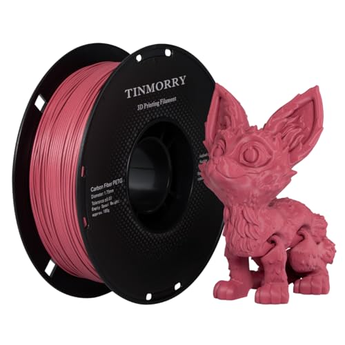 Kohlenstofffaser PETG Filament 1.75 mm, TINMORRY PETG CF 3D Drucker Filament, Kompatibel mit Bambu LAB/Creality K1C / QIDI MAX3 / Prusa MK4 FDM 3D Drucker, 1 KG 1 Spule, 1 KG 1 Spule, Rosa von TINMORRY