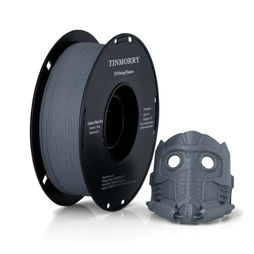 Kohlefaser PLA Filament 1.75mm, TINMORRY PLA-CF 3D Druck Filament, Kompatibel mit Bambu FDM 3D Drucker, 1 KG 1 Spule,Grau von TINMORRY