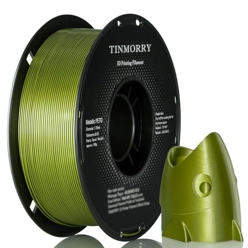 Metallisch PETG Filament 1,75 mm, TINMORRY PETG 3D Druck Filament, PETG mit einer schnellen Fließrate, kompatibel mit Bambu Lab FDM 3D Drucker, 1 kg, 1 Spule, Metallisch Grün von TINMORRY