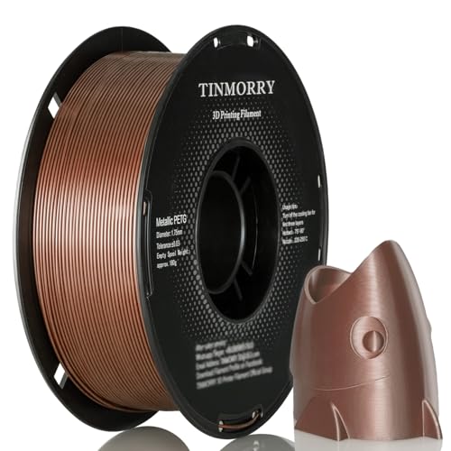Metallisch PETG Filament 1,75 mm, TINMORRY PETG 3D Druck Filament, PETG mit einer schnellen Fließrate, kompatibel mit Bambu Lab FDM 3D Drucker, 1 kg, 1 Spule, Metallisch Roségold von TINMORRY