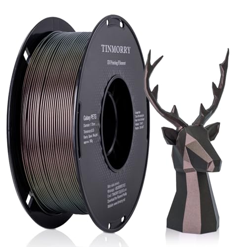 PETG Filament 1.75mm, TINMORRY PETG 3D Drucker Filament, PETG mit einer schnellen Fließrate, Kompatibel mit Bambu FDM 3D Drucker, 1 KG 1 Spule, Galaxy Lila Gold von TINMORRY
