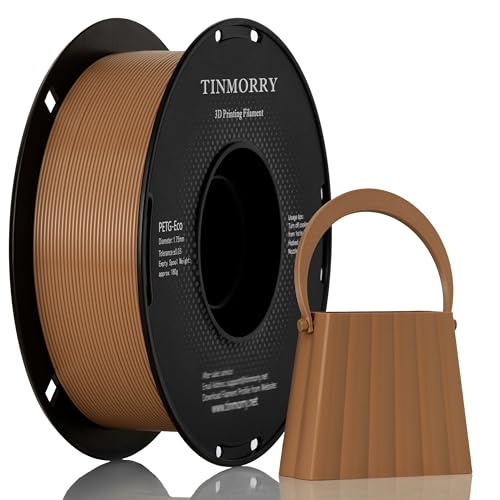 PETG Filament 1.75mm, TINMORRY Rapid PETG-Eco 3D Druck Filament, Kompatibel mit Bambu Lab/Creality K1C / FLASHFORGE Adventurer 5M /Anycubic Kobra 3 / QIDI FDM 3D Drucker, 1 KG 1 Spule, Schokobraun von TINMORRY