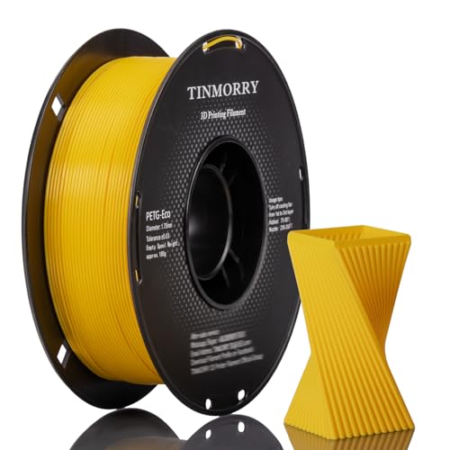 PETG Filament 1.75mm, TINMORRY Rapid PETG-Eco 3D Druck Filament, Kompatibel mit Bambu Lab/Creality K1C / FLASHFORGE Adventurer 5M /Anycubic Kobra 3 / QIDI FDM 3D Drucker, 1 KG 1 Spule, Carter Gelb von TINMORRY