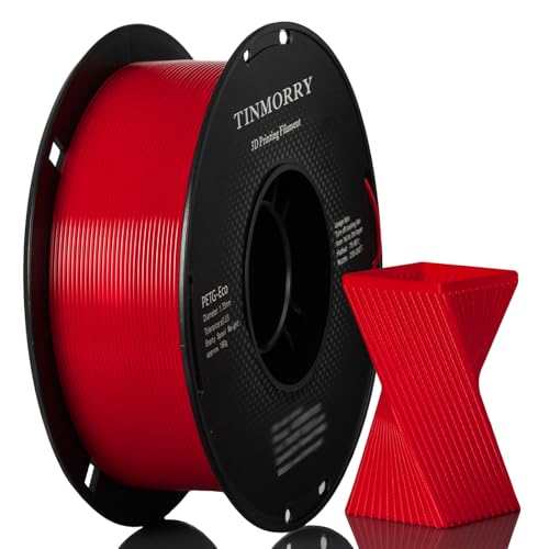 PETG Filament 1.75mm, TINMORRY Rapid PETG-Eco 3D Druck Filament, Kompatibel mit Bambu Lab/Creality K1C / FLASHFORGE Adventurer 5M /Anycubic Kobra 3 / QIDI FDM 3D Drucker, 1 KG 1 Spule, Dunkelrot von TINMORRY