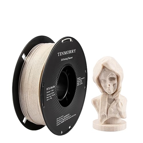 PETG Filament 1.75mm, TINMORRY Verbessert PETG-Eco 3D-Druckmaterialien, Kompatibel mit Bambu FDM 3D Drucker, 1 KG 1 Spule, Marble-Light Brown von TINMORRY