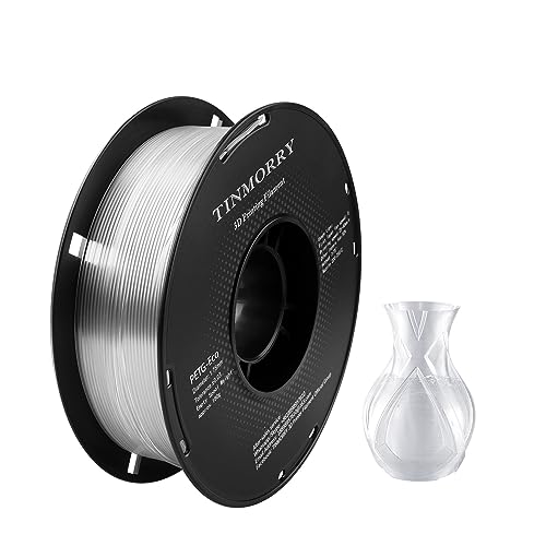 PETG Filament 1.75mm, TINMORRY Verbessert PETG-Eco 3D-Druckmaterialien, Kompatibel mit Bambu FDM 3D Drucker, 1 KG 1 Spule, Transparent von TINMORRY