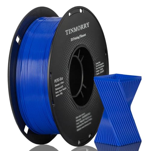 PETG Filament 1.75mm, TINMORRY Rapid PETG-Eco 3D Druck Filament, Kompatibel mit Bambu Lab/Creality K1C / FLASHFORGE Adventurer 5M /Anycubic Kobra 3 / QIDI FDM 3D Drucker, 1 KG 1 Spule, Klein Blau von TINMORRY