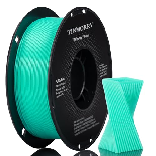 PETG Filament 1.75mm, TINMORRY Rapid PETG-Eco 3D Druck Filament, Kompatibel mit Bambu Lab/Creality K1C / FLASHFORGE Adventurer 5M /Anycubic Kobra 3 / QIDI FDM 3D Drucker, 1 KG 1 Spule, Mintgrün von TINMORRY